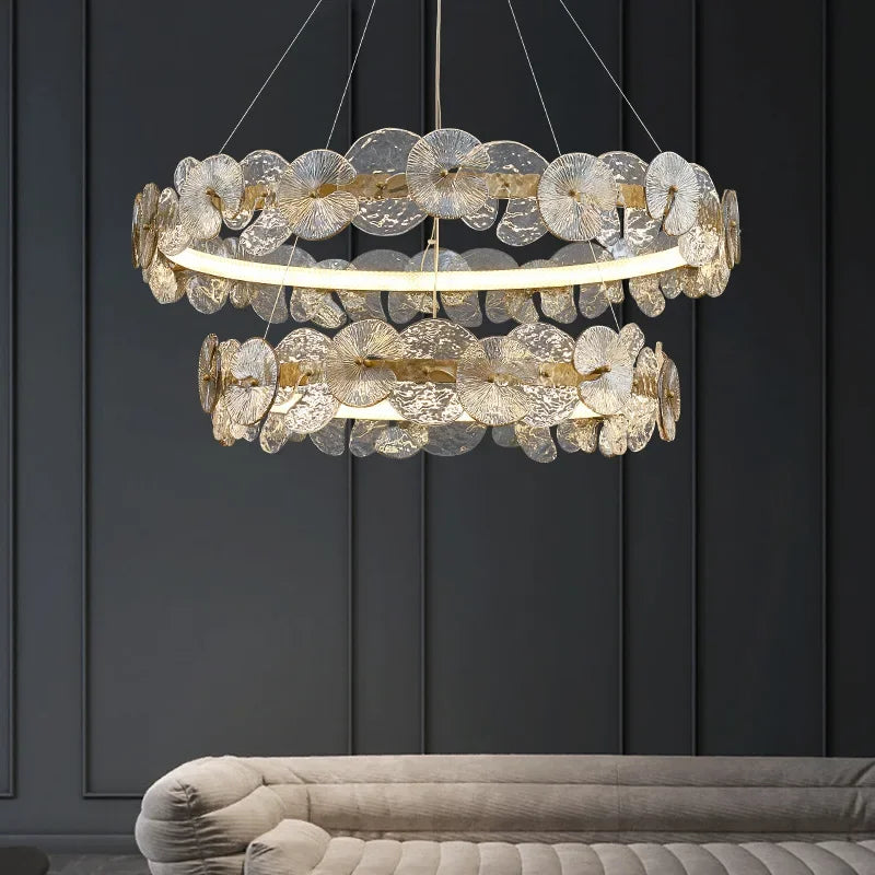 DecorBites™ Glass Flower LED Chandelier for Living Room Bedroom Kitchen Dining Ceiling Lights