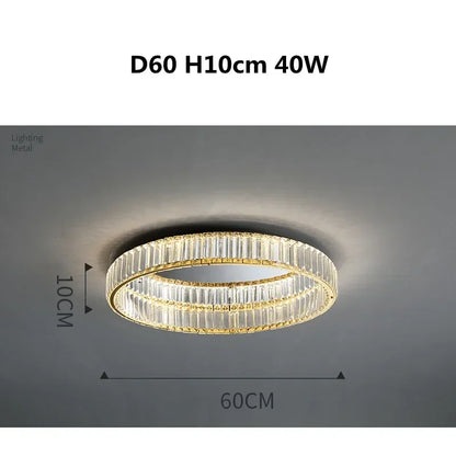 DecorBites™ Gold Steel LED Dimmable Ceiling Lights Luxury Crystal Fixture