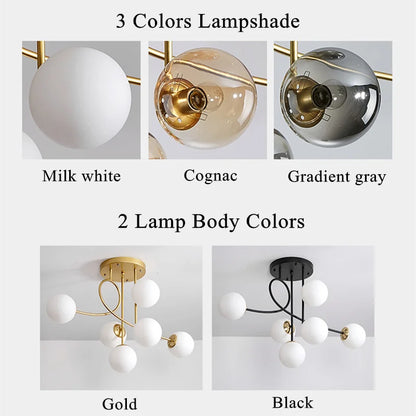DecorBites™ Glass Ball LED Ceiling Chandelier - Modern Nordic Pendant Light for Living Room