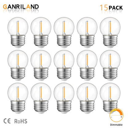DecorBites™ G40 E27 1W Warm White Led String Light Bulbs - Set of 15