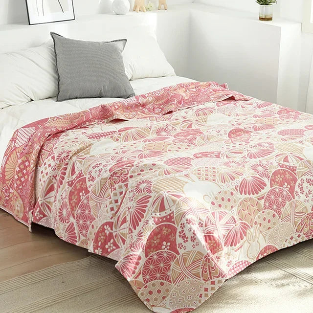 Cotton Gauze Flower Throw