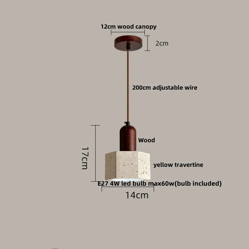 Aluminum LED Pendant Light Travertine E27 Base