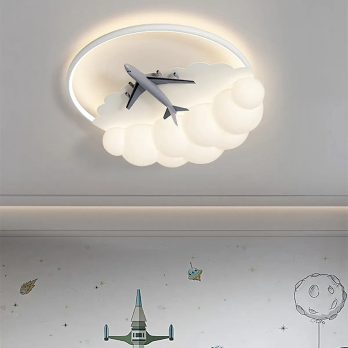 White Cloud Ceiling Light Airplane Design Kids