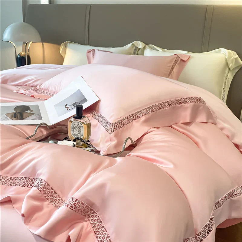 DecorBites™ Eucalyptus Fiber Lace Bedding Set for Soft, Silky & Cool Skin-friendly Comfort