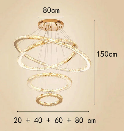 DecorBites™ Crystal Stair Chandelier: Modern Indoor LED Ceiling Hanging Light