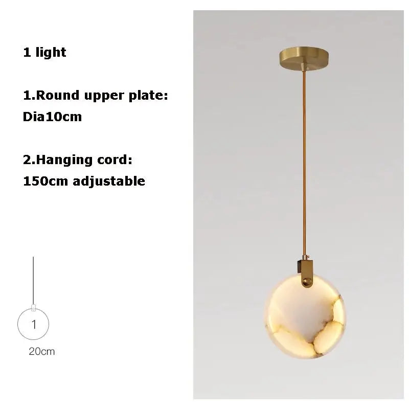 Nordic Marble Pendant Light With Polished Copper Finish