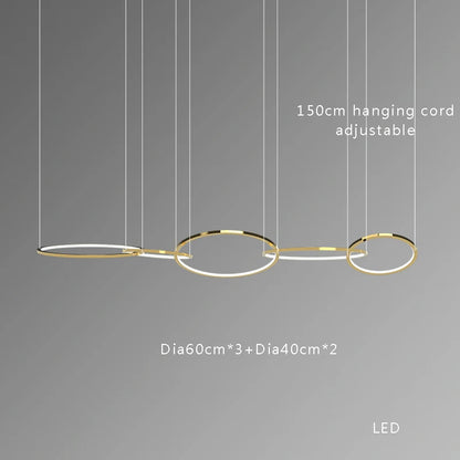 DecorBites™ Gold Stainless Steel Silicone Pendant Lamp - Modern Round LED Lustre