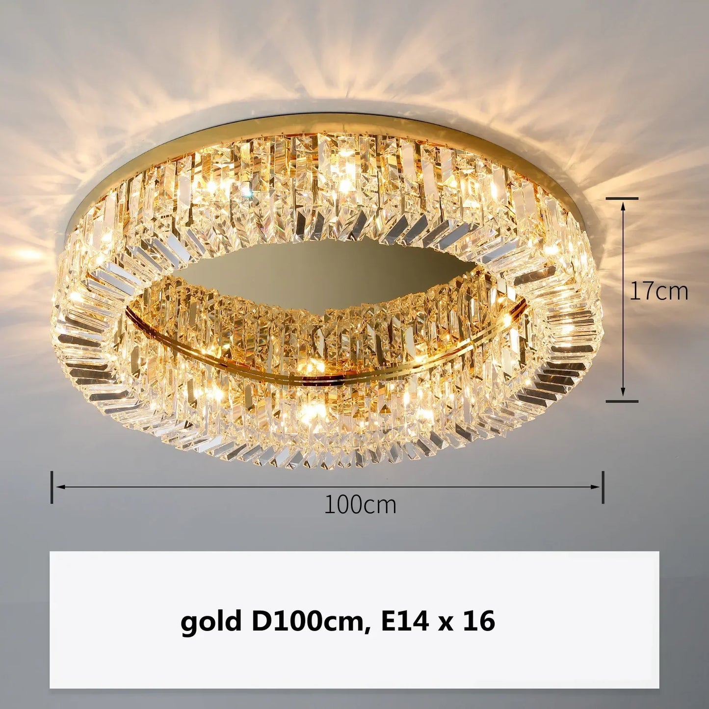 DecorBites™ Crystal Gold Ceiling Light for Dining Room, LED Chandeliers Living Room Decoration