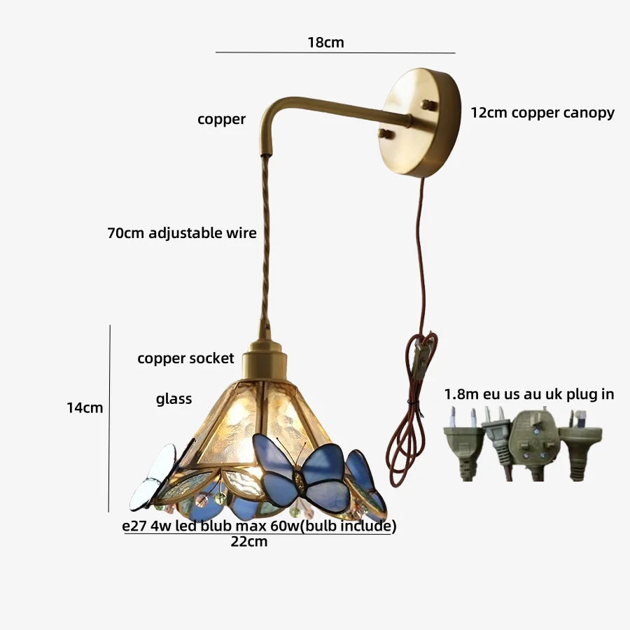 Glass Butterfly Wall Sconce