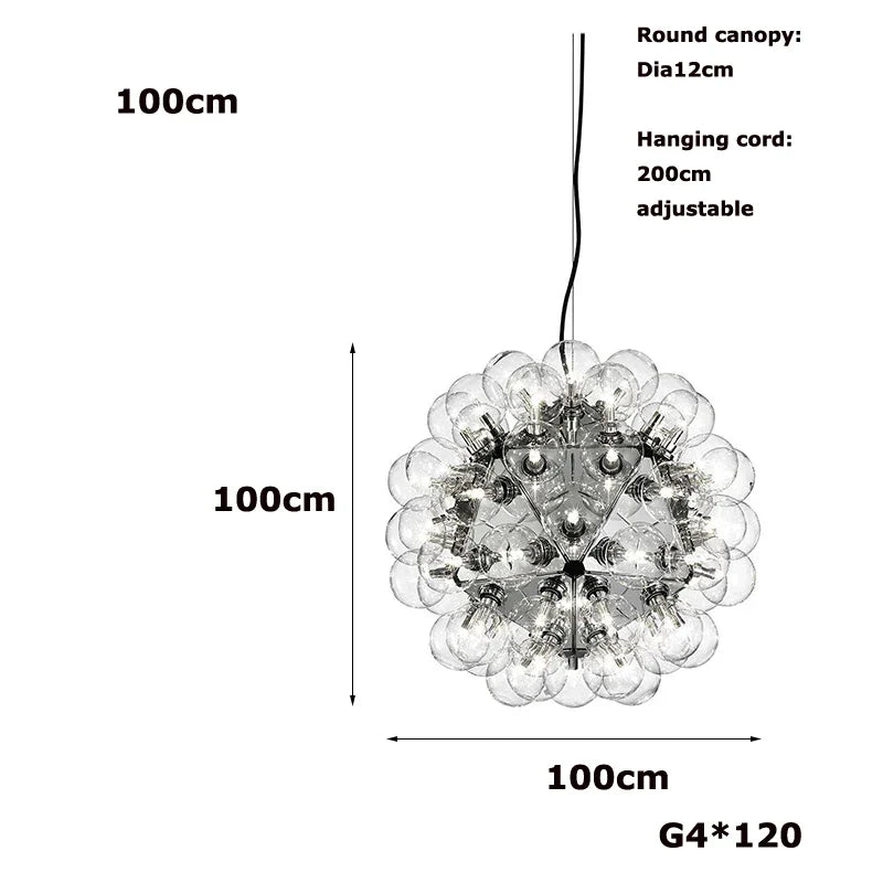 DecorBites™ Glass Dandelion G4 LED Chandelier - Gold Chrome Black Hardware