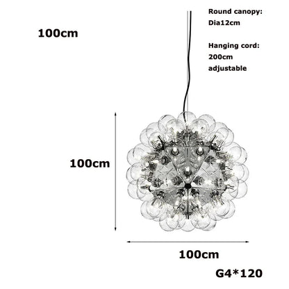 DecorBites™ Glass Dandelion G4 LED Chandelier - Gold Chrome Black Hardware