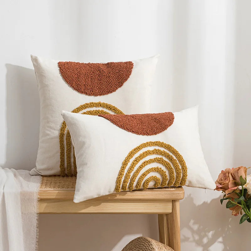 Tufted Embroidered Cotton Cushion
