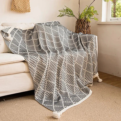 DecorBites™ Knit Sofa Blanket - Luxury Decorative Plaid Bedspread Throw Blanket