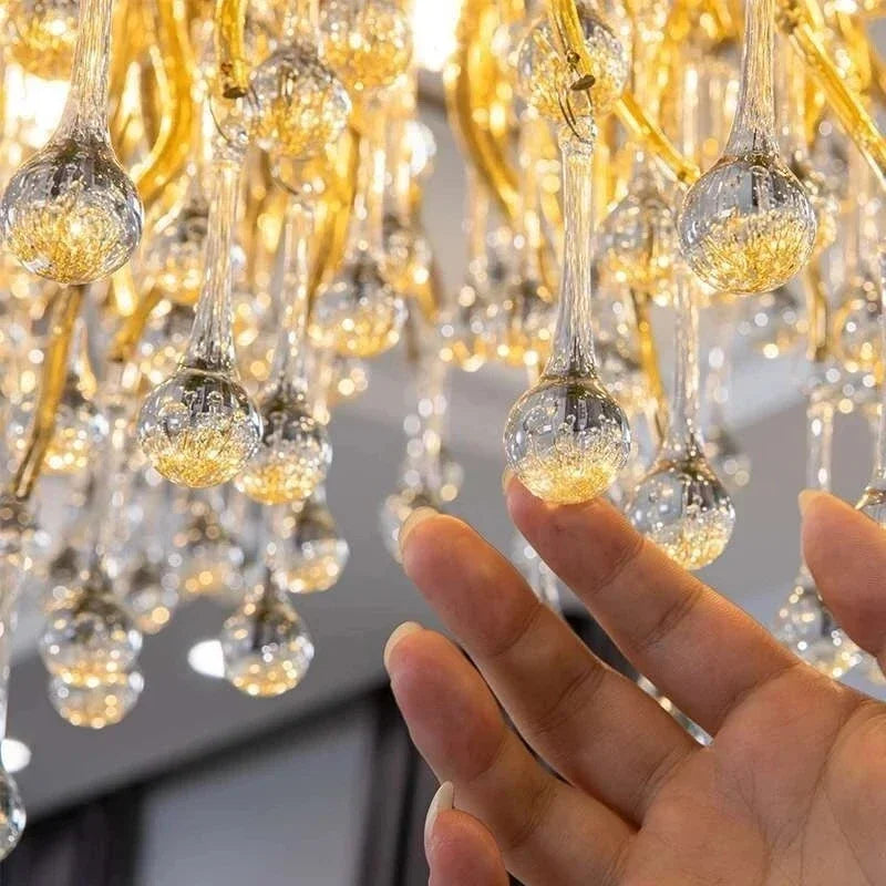 DecorBites™ Gold Crystal Tree Branch Chandelier for Dining Living Room Bedroom Decor