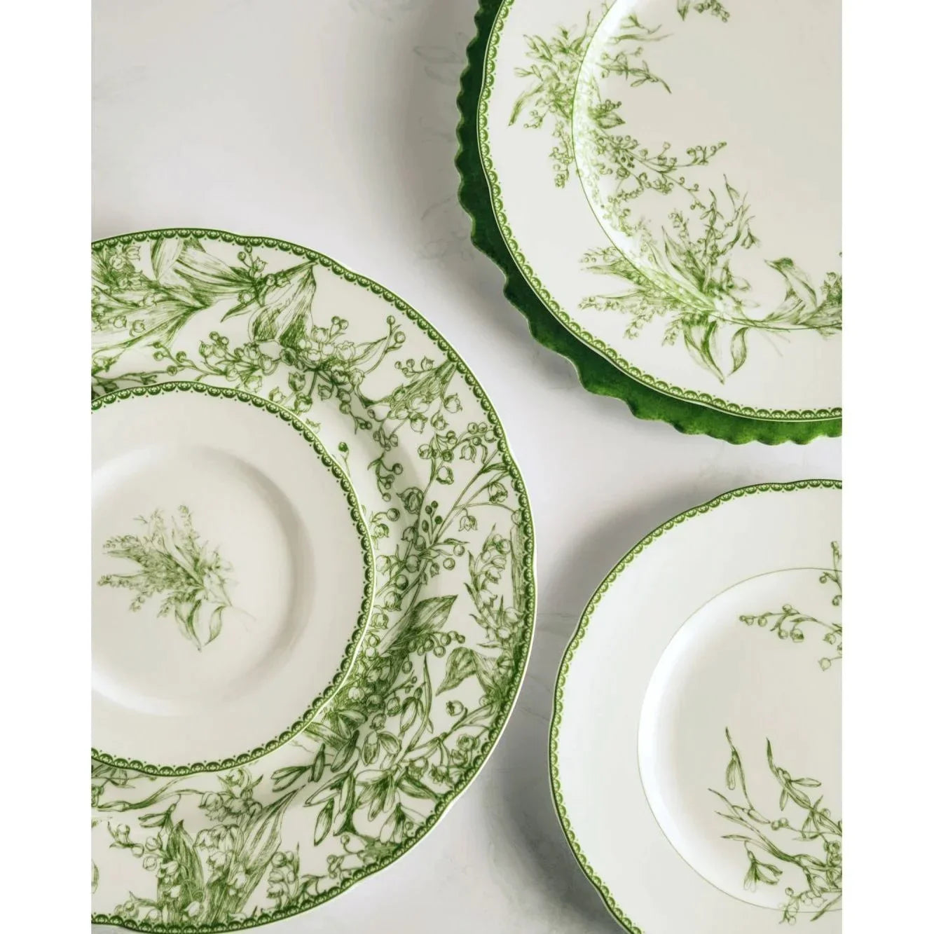 Green Floral Dinner Plate