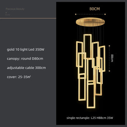 DecorBites™ Crystal LED Pendant Light Luxury Stairs Lustre Modern Lighting Fixture