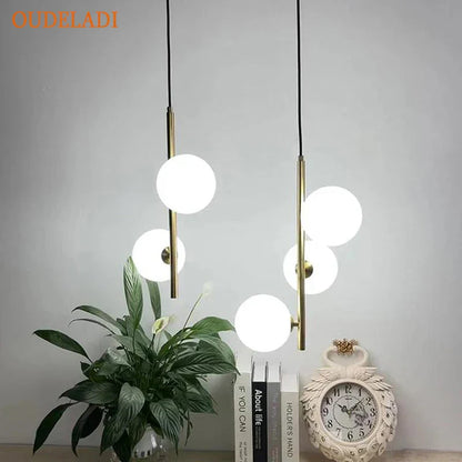 DecorBites™ Glass Ball LED Pendant Light Brass Black Modern Decor Fixture
