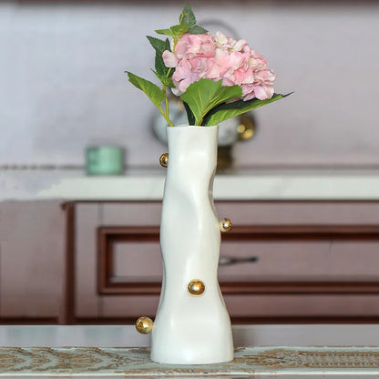 DecorBites™ Geometric Sphere Vase: Unique Porcelain Flower Arrangement Home Decor