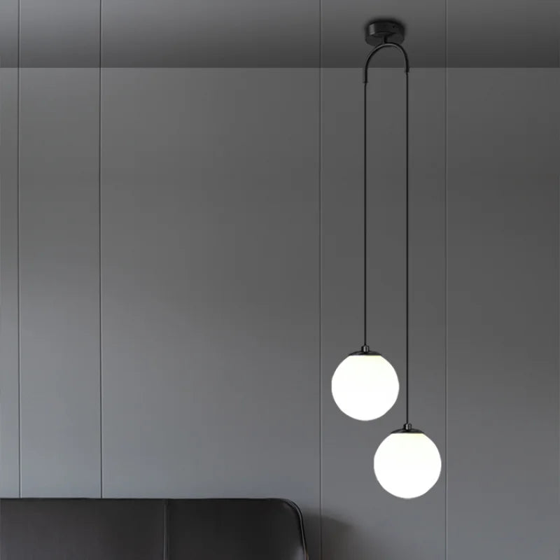 DecorBites™ Double Glass Ball Pendant Light Fixture for Bedroom Ceiling Lighting