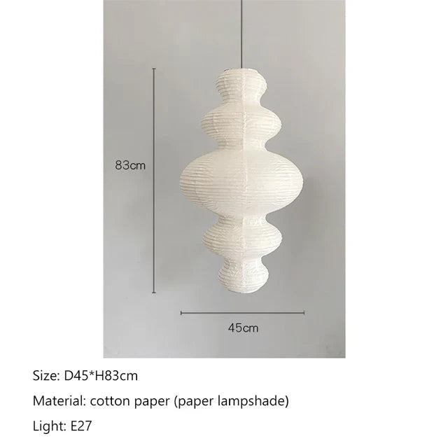 Japandi White Rice Paper Akari Pendant Light