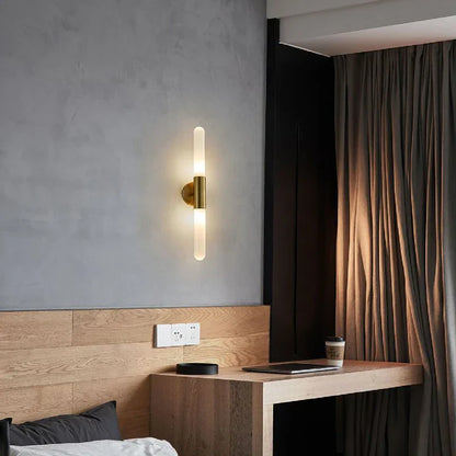 DecorBites™ Gold Metal LED Sconce with Clear White Glass, E27, Minimalist Design