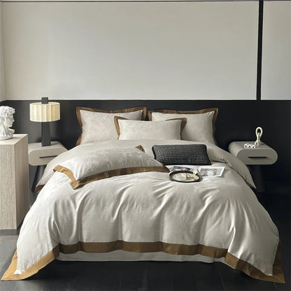 DecorBites™ Jacquard Bedding Set - Lyocell Cotton Bed Linens, Sheet, Pillowcase, Quilt Cover