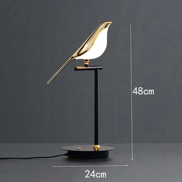 DecorBites™ Gold Magpie Bird Ceiling Chandelier | Modern LED Ring Light for Dining Room & Decor