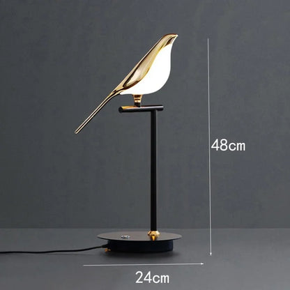 DecorBites™ Gold Magpie Bird Ceiling Chandelier | Modern LED Ring Light for Dining Room & Decor