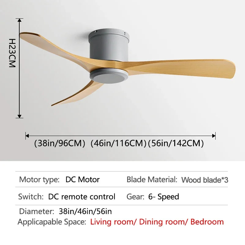 DecorBites™ Black DC Motor Ceiling Fan Remote Control 35W for Home Restaurant