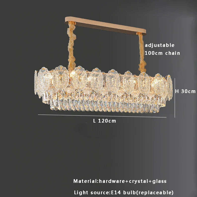 Gold Crystal Dining Pendant Round Dia120cm