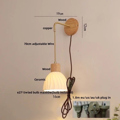 DecorBites™ Adjustable LED Wall Light Fixture with Ceramic Wood Base for Dining Room, Study, Bar