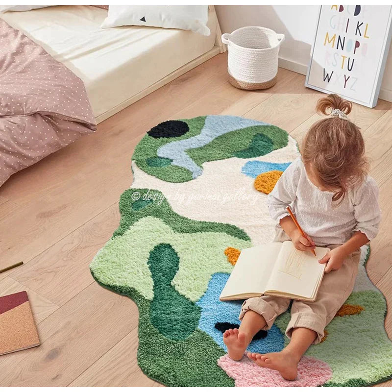 Green Irregular Moss Rug
