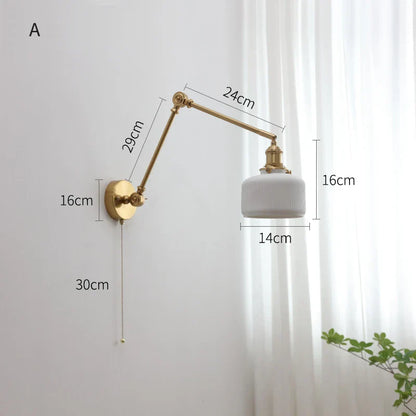 DecorBites™ Copper Swing Arm Wall Lights Sconce Up Down LED Modern Ceramic Lampshade