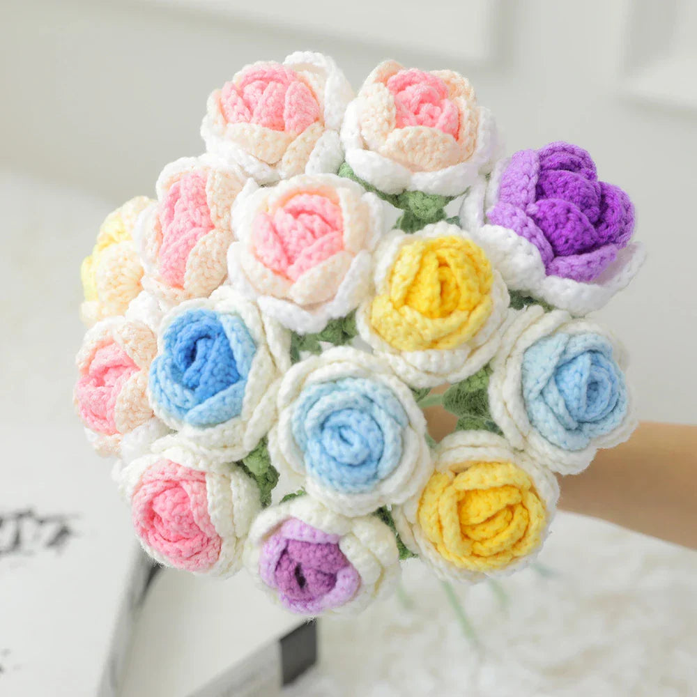 DecorBites™ Knitted Rose Bouquet DIY Crochet Wedding Mother's Day Gift