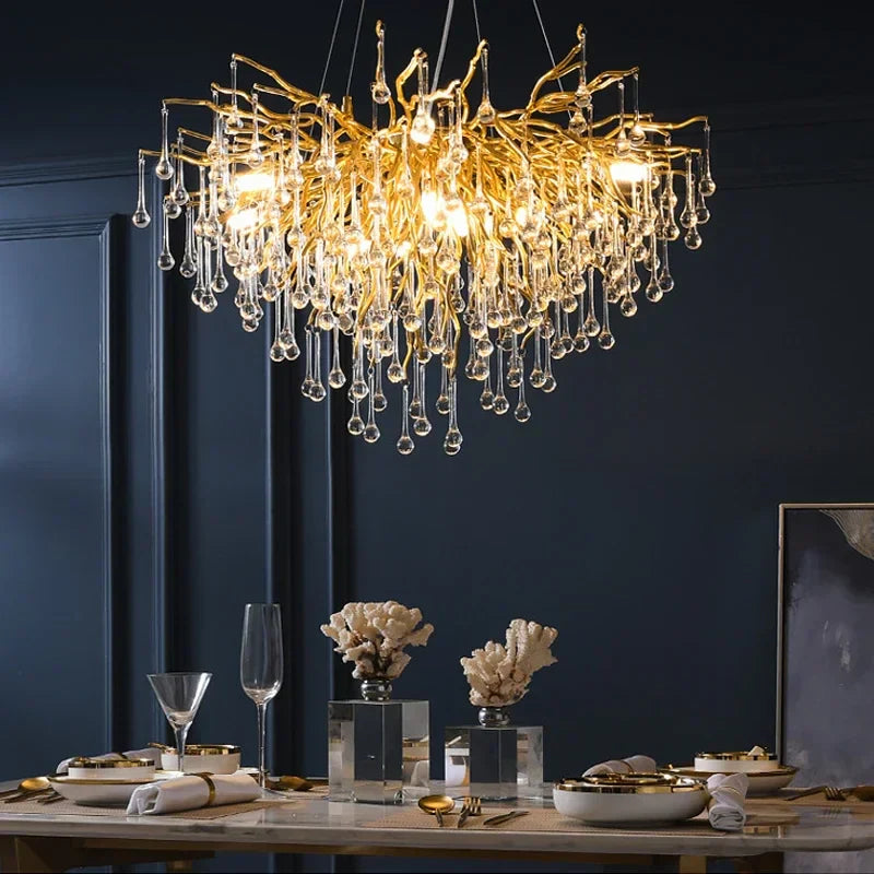 Gold Crystal Modern Chandelier L180cm Premium