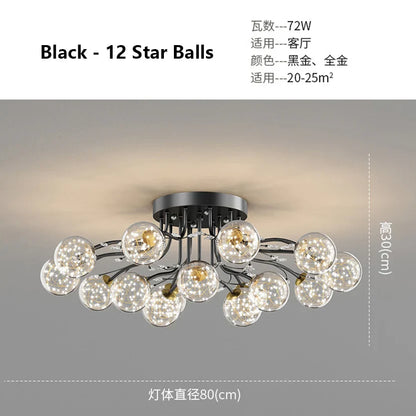 DecorBites™ Glass Bubble Ball Crystal LED Ceiling Light - Black Gold Aesthetic Décor