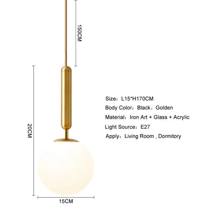 DecorBites™ Glass Ball Pendant Light for Dining Room & Bedroom Decor