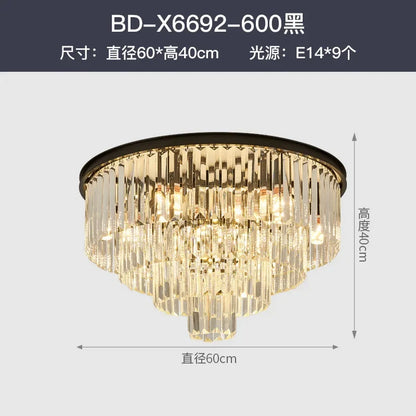 DecorBites™ Crystal Gold Black LED Chandelier: Modern Multi-Storey Pendant Lamp Lighting
