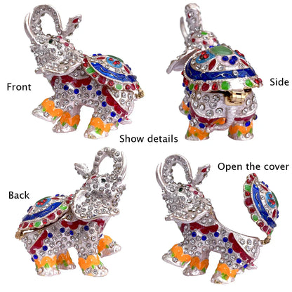 DecorBites™ Crystal Animal Figurines Trinket Box Hand Painted Ring Holder Dresser Decor Wedding Gift