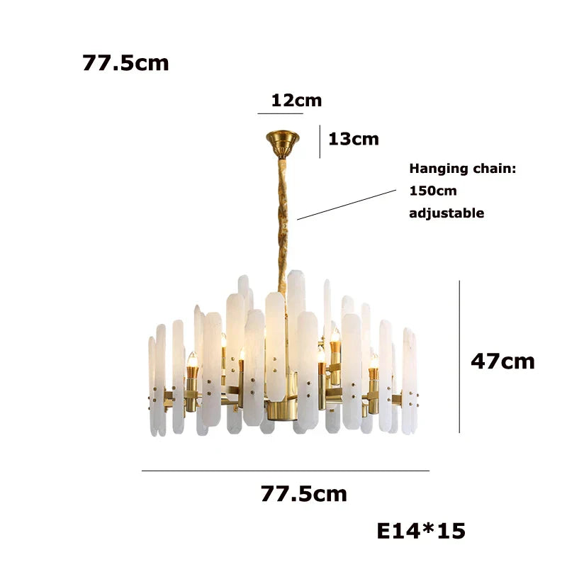 Gold Chrome Alabaster Chandelier