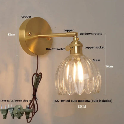 DecorBites™ Glass Copper LED Wall Sconce, Modern Kitchen Dining Room Bedside Lamp Wandlamp