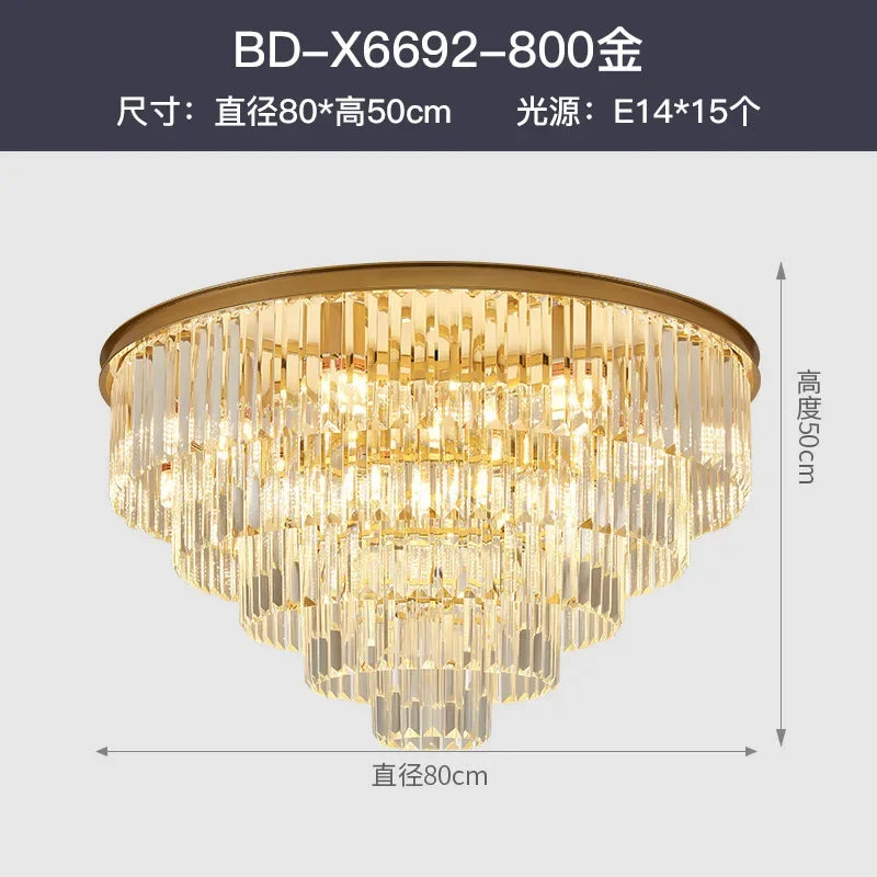 DecorBites™ Crystal Gold Black LED Chandelier: Modern Multi-Storey Pendant Lamp Lighting