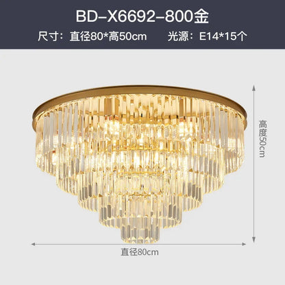 DecorBites™ Crystal Gold Black LED Chandelier: Modern Multi-Storey Pendant Lamp Lighting