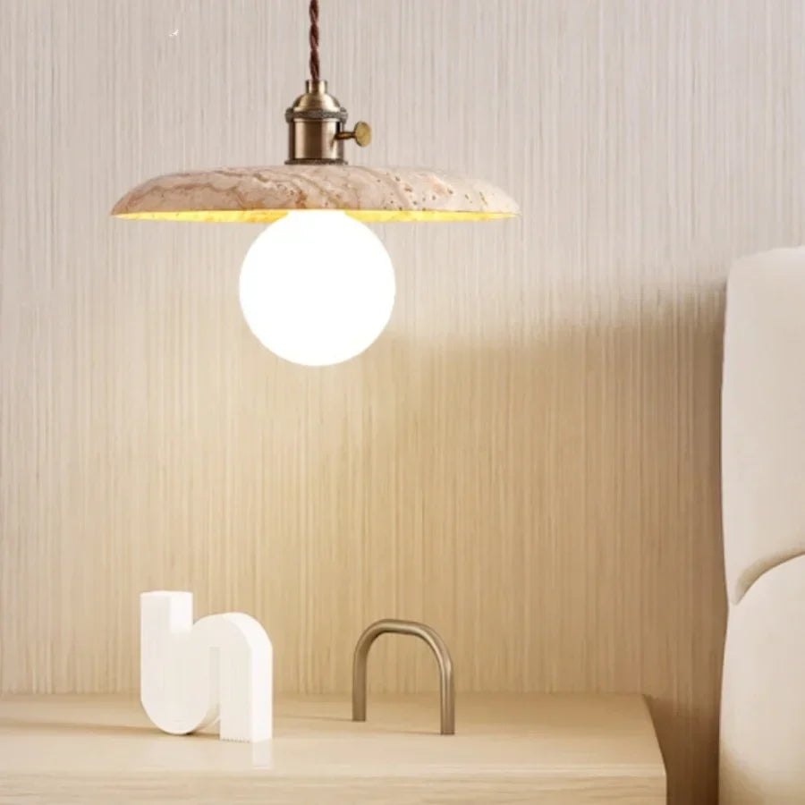 Aluminum LED Pendant Light Travertine E27 Base