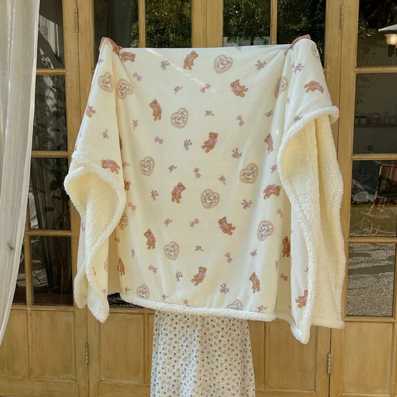Coral Velvet Cartoon Blanket
