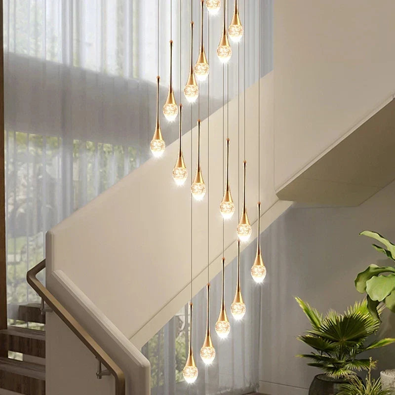 DecorBites™ Crystal LED Chandeliers: Elegant Staircase Hanging Lights for Luxe Living Spaces