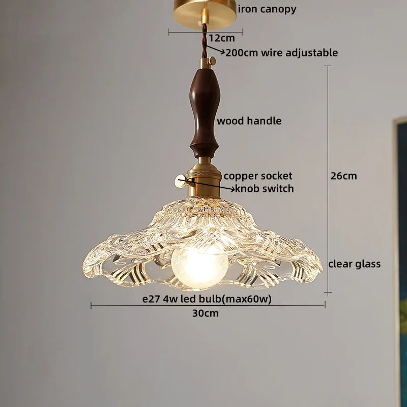 DecorBites™ Clear Glass Pendant Lamp Japanese Style LED Hanging Lights