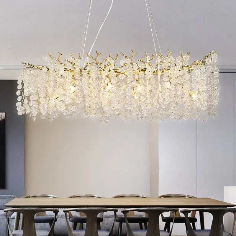 DecorBites™ Gold Money Tree Crystal Chandelier for Bedroom Living Dining Room Luxury Lighting
