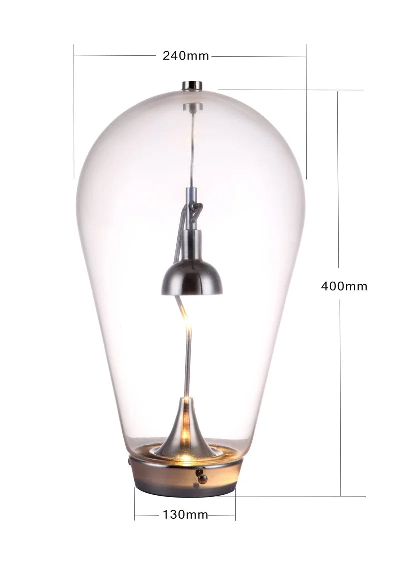 DecorBites™ Lodes Blow Glass Table Light: Adjustable Modern Chrome Lamp for Home, Store, and Bar