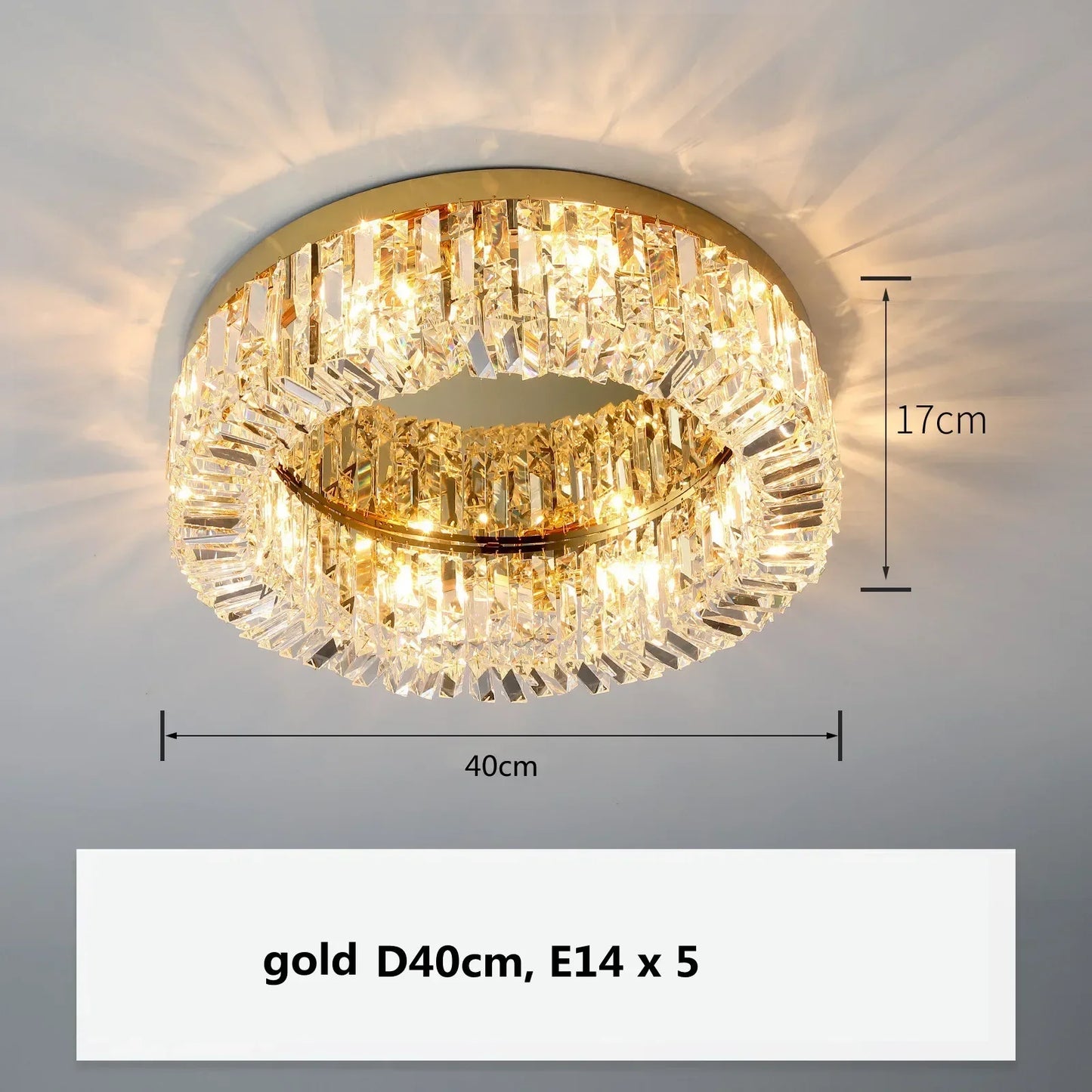 DecorBites™ Crystal Gold Ceiling Light for Dining Room, LED Chandeliers Living Room Decoration
